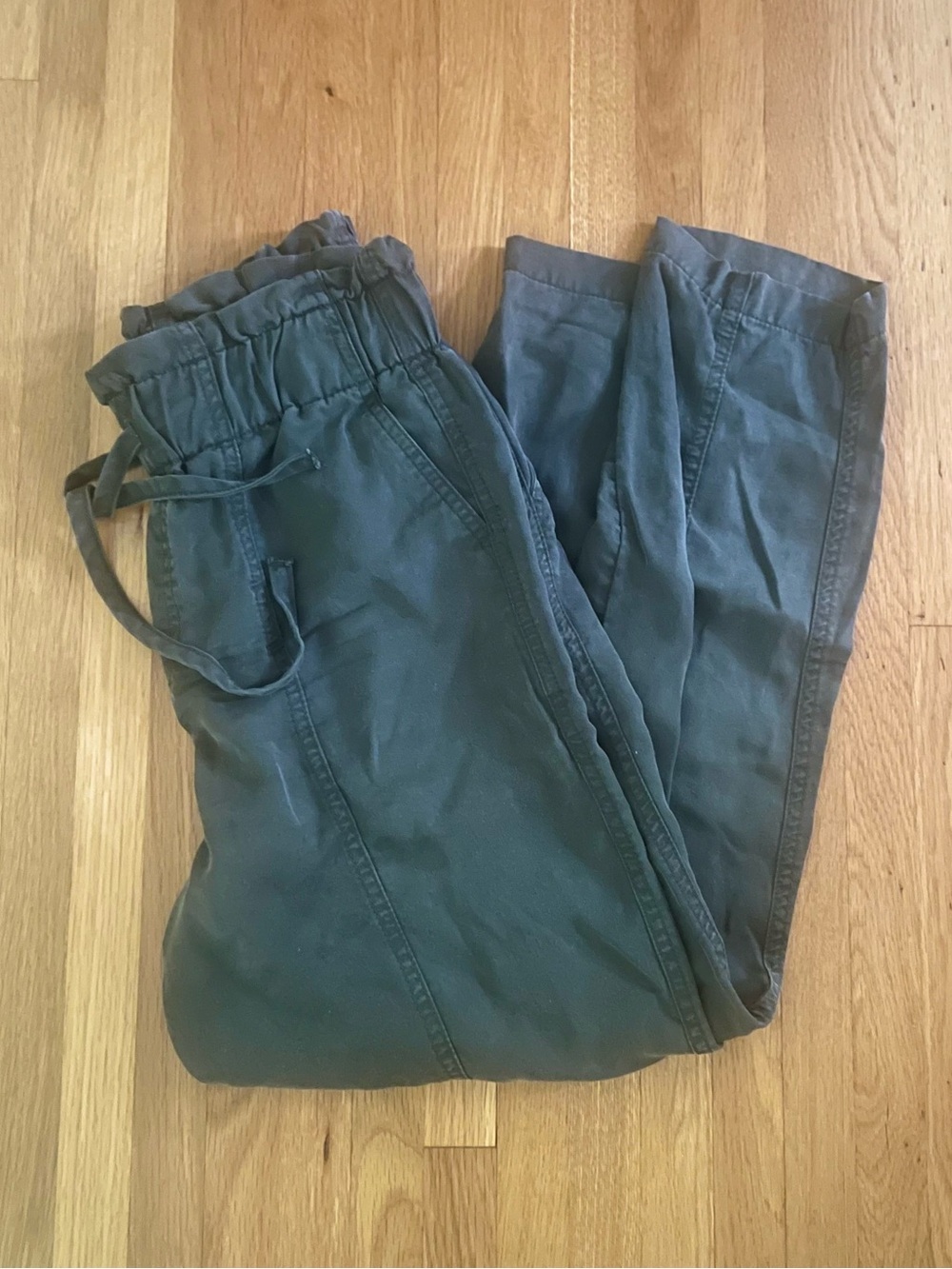 A New Day Paper Bag Drawstring Pants - Olive Green